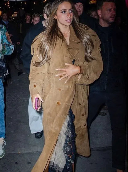 SNL After Party Tate McRae Brown Suede Leather Coat