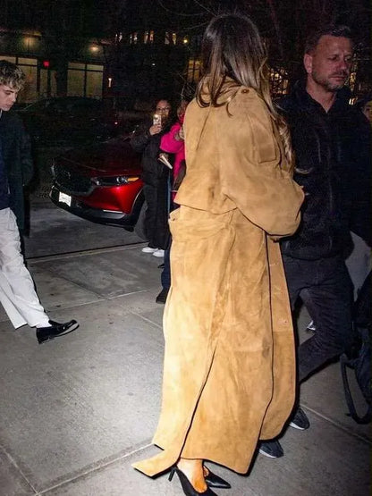 SNL After Party Tate McRae Brown Suede Leather Coat