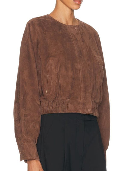 Sofia Richie Instagram Story 2026 Suede Jacket Brown