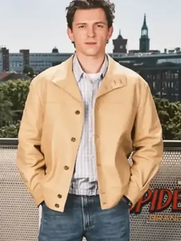 Spider Man Promo Tom Holland 2026 Tan Jacket