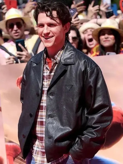 Spider Man Promotional Event Tom Holland Leather Jacket