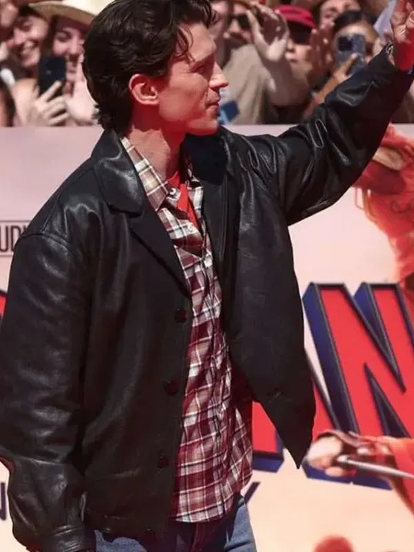Spider Man Promotional Event Tom Holland Leather Jacket