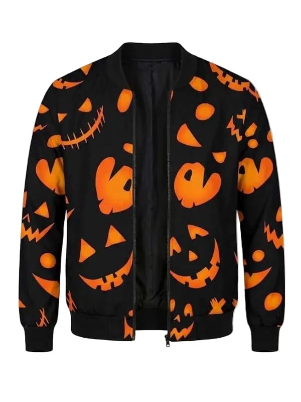 Spooky Jack o Lantern Black Bomber Jacket - WWPremium