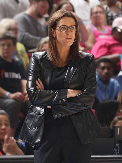 Stephanie White Indiana Fever Leather Jacket Black