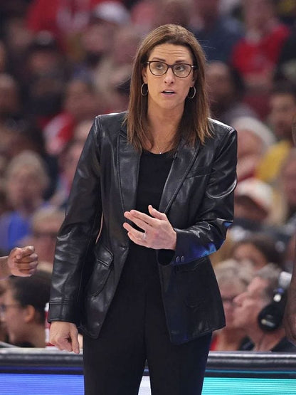 Stephanie White Indiana Fever Leather Jacket Black