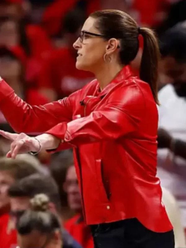 Stephanie White WNBA Playoffs 2025 Leather Jacket Red