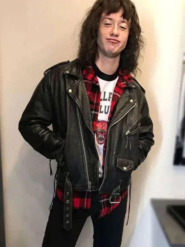 Stranger Things Eddie Munson Leather Biker Jacket