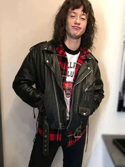 Stranger Things Eddie Munson Leather Biker Jacket