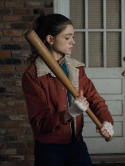 Stranger Things Nancy Wheeler Shearling Red Jacket