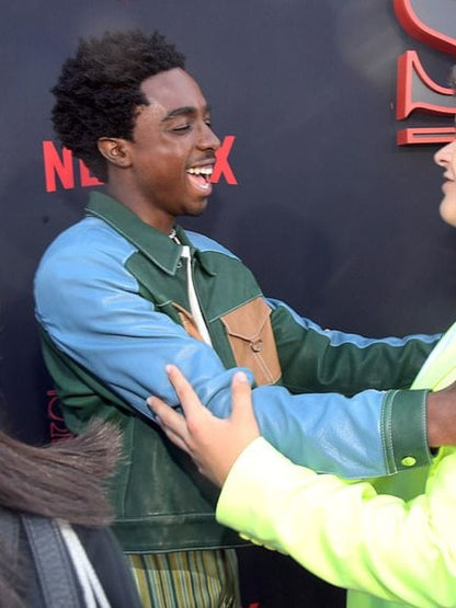 Stranger Things Premiere Caleb McLaughlin Leather Jacket