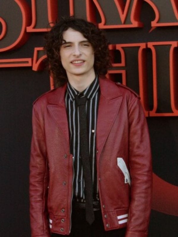 Stranger Things Premiere Finn Wolfhard Leather Jacket Red