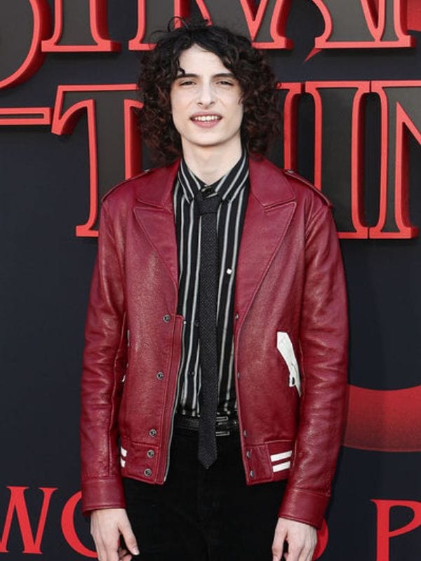 Stranger Things Premiere Finn Wolfhard Leather Jacket Red