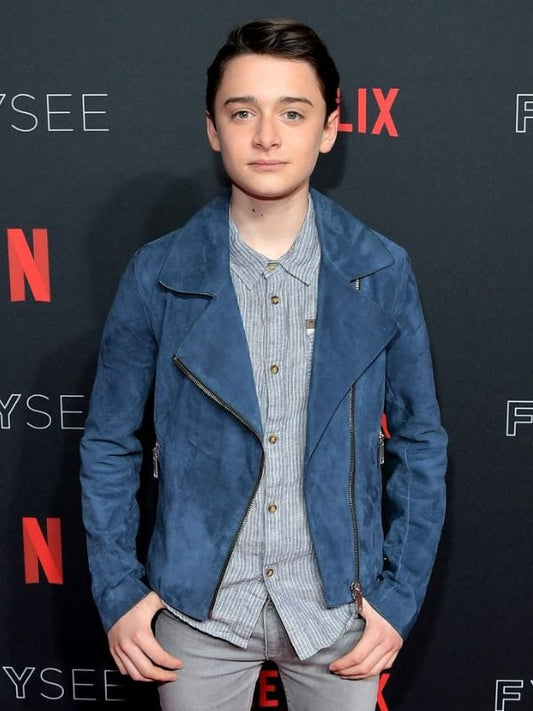Stranger Things Premiere Noah Schnapp Blue Suede Jacket