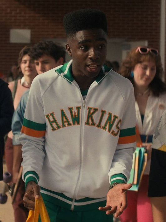 Stranger Things S04 Caleb McLaughlin Track Jacket White