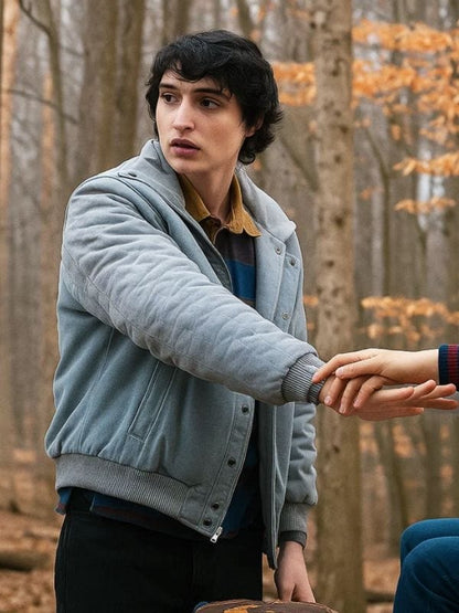 Stranger Things S05 Finn Wolfhard Bomber Jacket Grey