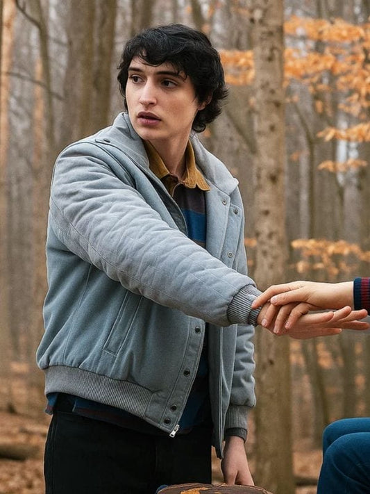 Stranger Things S05 Finn Wolfhard Bomber Jacket Grey