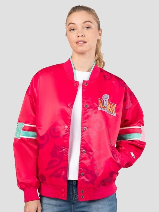 Super Bowl LIX Interception Starter Red Varsity Jacket Super Bowl LIX Interception Starter Red Varsity Jacket