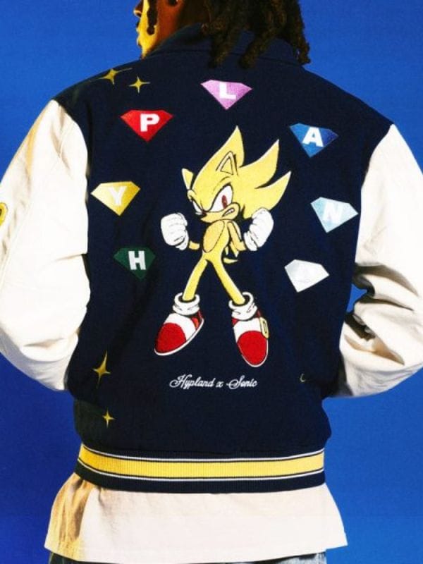 Super Sonic Navy and White Varsity Jacket