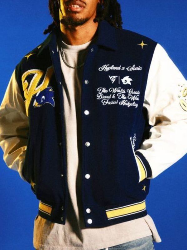 Super Sonic Navy and White Varsity Jacket