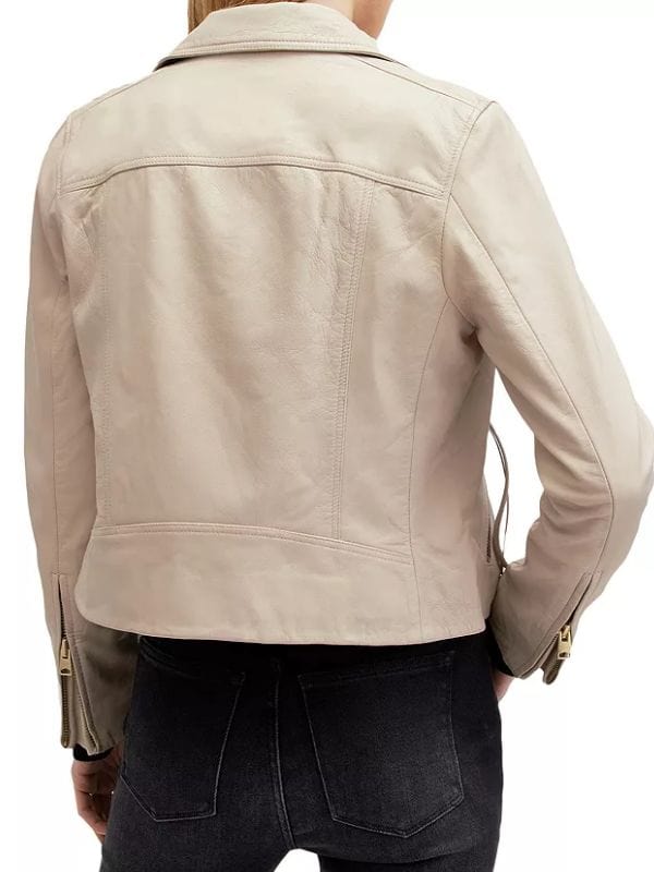 Surface S02 Gugu Mbatha-Raw Beige Leather Jacket