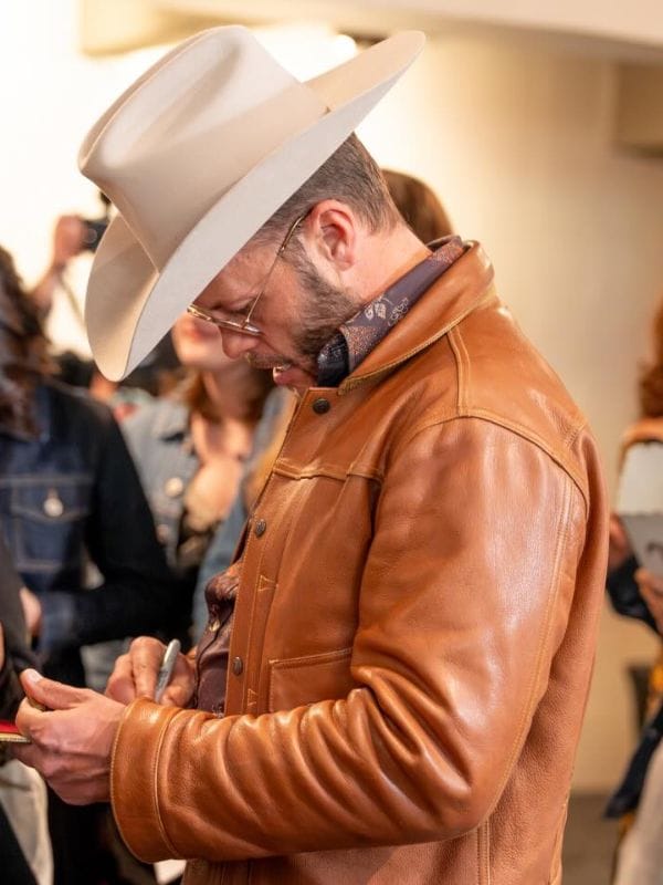 SXSW 2026 Charley Crockett Leather Jacket Brown