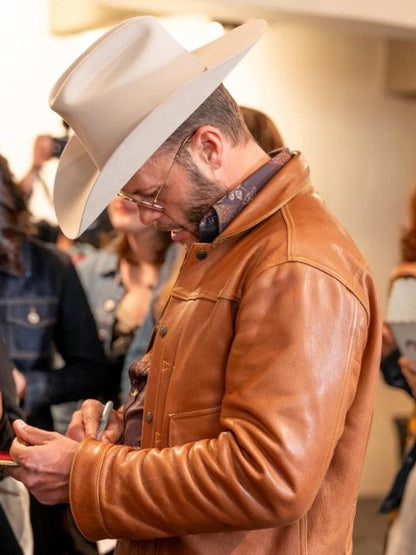 SXSW 2026 Charley Crockett Leather Jacket Brown