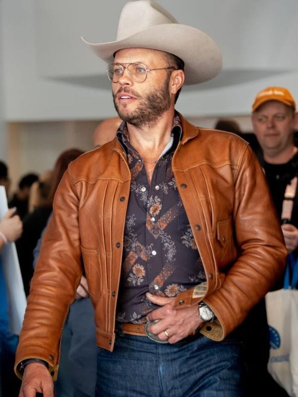 SXSW 2026 Charley Crockett Leather Jacket Brown