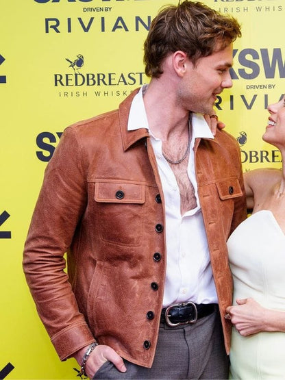 SXSW 2026 Garrett Wareing Leather Jacket Brown