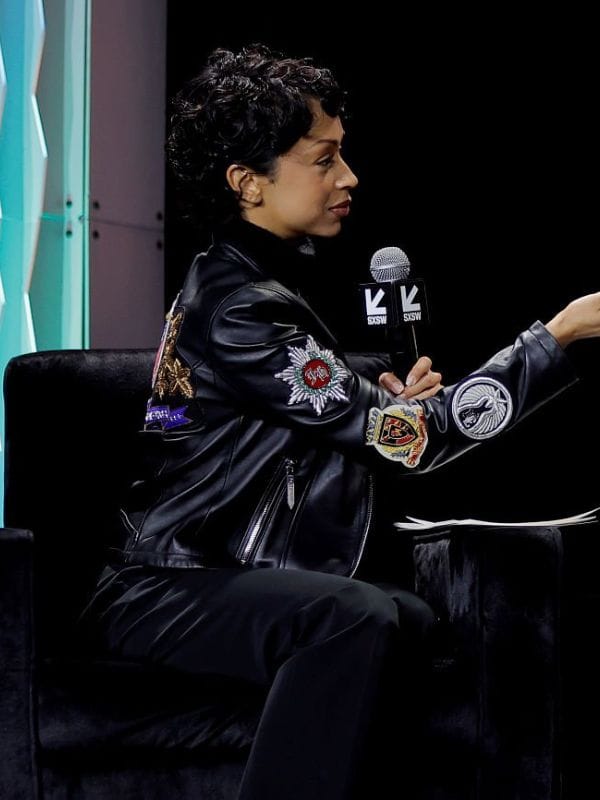 SXSW 2026 Liza Koshy Leather Jacket Black