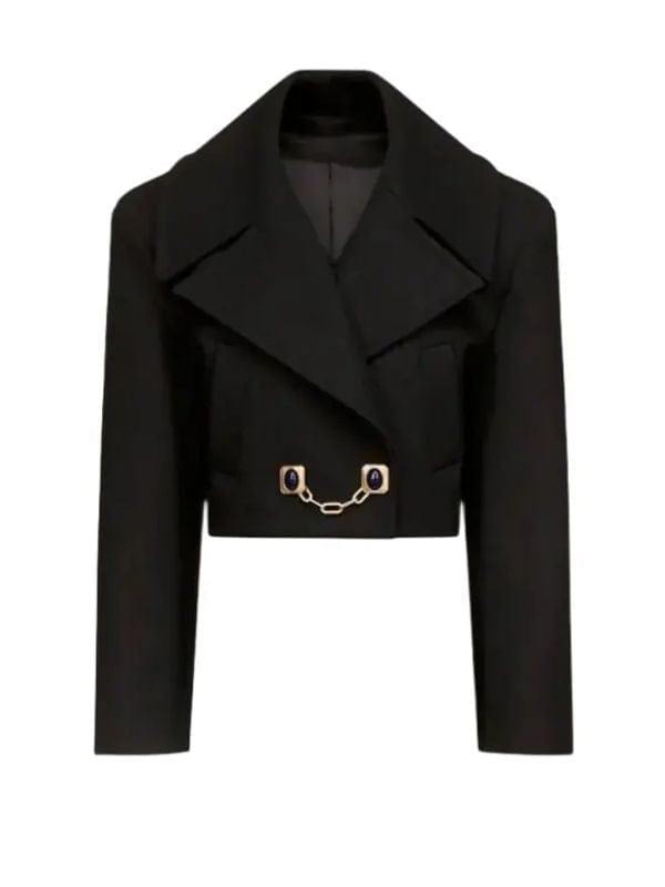 Taylor Swift Gemstone Button Cropped Peacoat Black