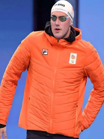 Team Netherlands Olympic Game Orange Puffer Jacket