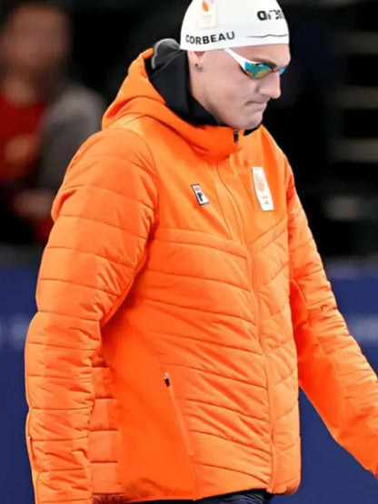 Team Netherlands Olympic Game Orange Puffer Jacket