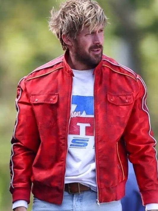 The Fall Guy Ryan Gosling Red Bomber Jacket The Fall Guy Ryan Gosling Red Bomber Jacket