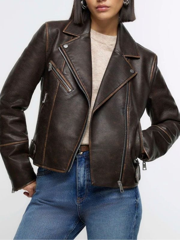 The Inheritance S01 Tia Brown Leather Jacket
