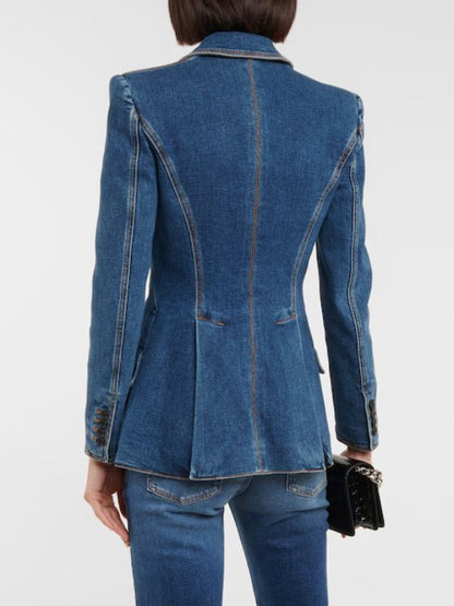 The Kardashians 2025 Blue Denim Blazer - Trendy and Elegant Outerwear