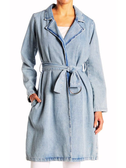 The Kardashians 2025 Blue Denim Trench Coat - Stylish and Elegant Outerwear