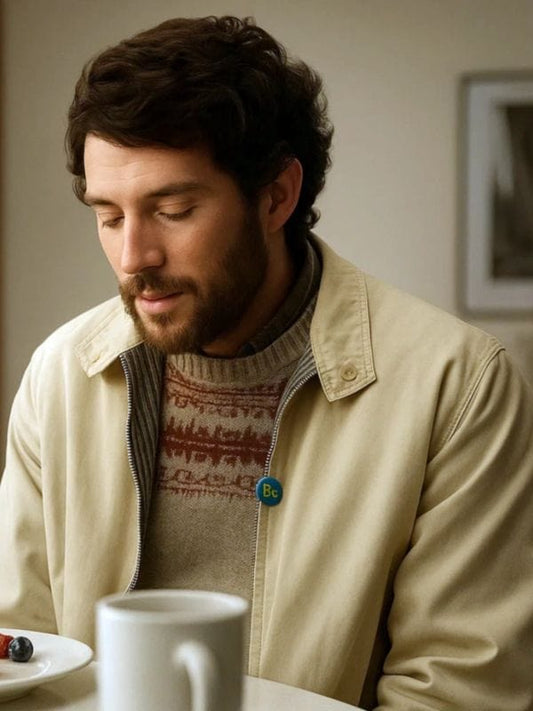The Mastermind 2025 John Magaro Beige Jacket