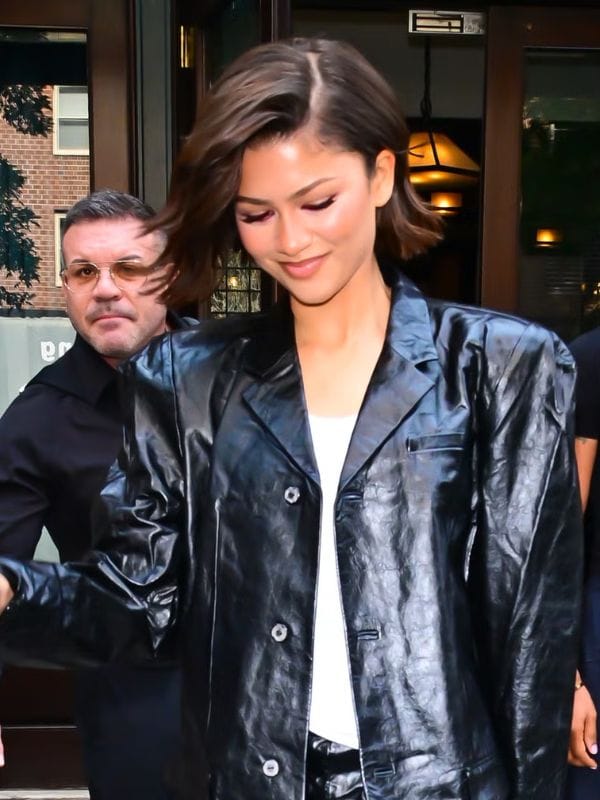 The Odyssey Press Tour 2026 Zendaya Leather Blazer