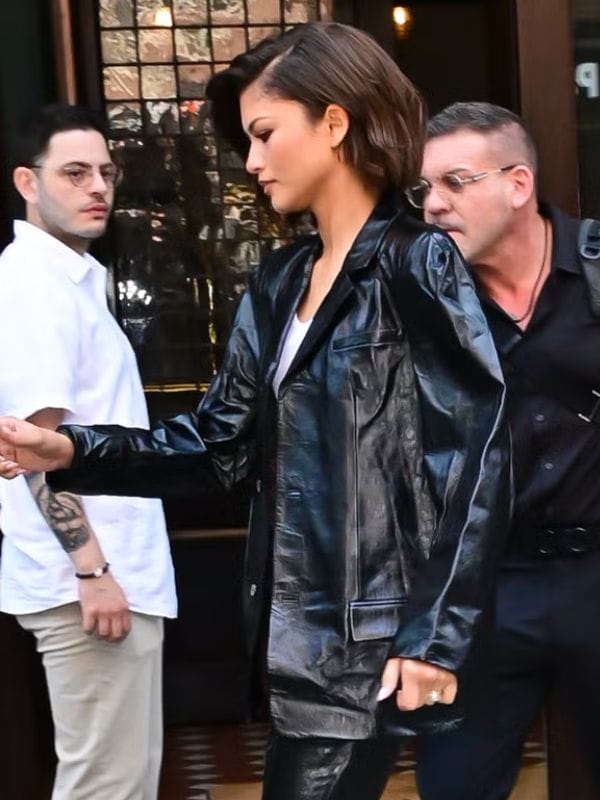 The Odyssey Press Tour 2026 Zendaya Leather Blazer