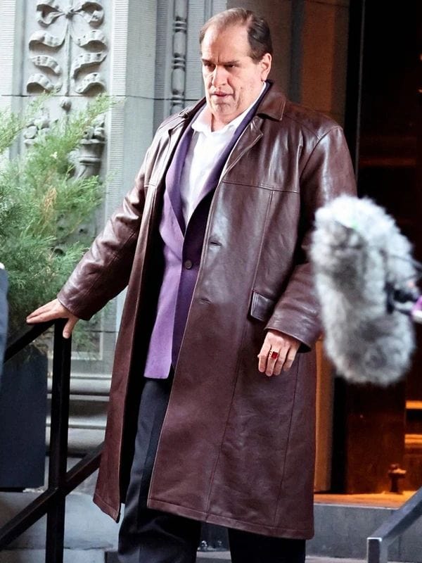 The Penguin 2024 Colin Farrell Brown Leather Coat