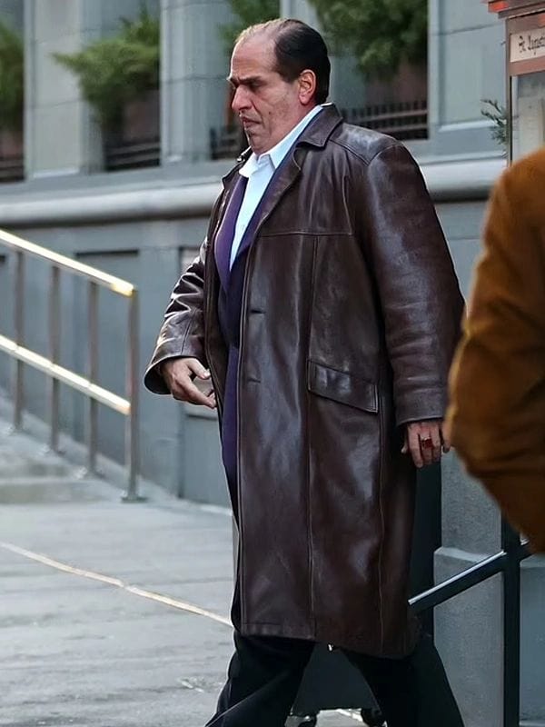 The Penguin 2024 Colin Farrell Brown Leather Coat