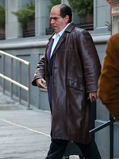 The Penguin 2024 Colin Farrell Brown Leather Coat