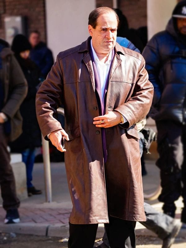 The Penguin 2024 Colin Farrell Brown Leather Coat