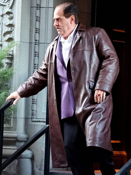 The Penguin 2024 Colin Farrell Brown Leather Coat