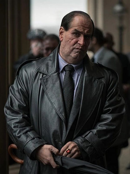 The Penguin 2024 Colin Farrell Black Leather Coat