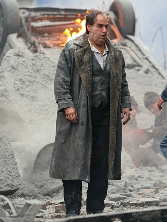 The Penguin 2024 Colin Farrell Grey Shearling Coat