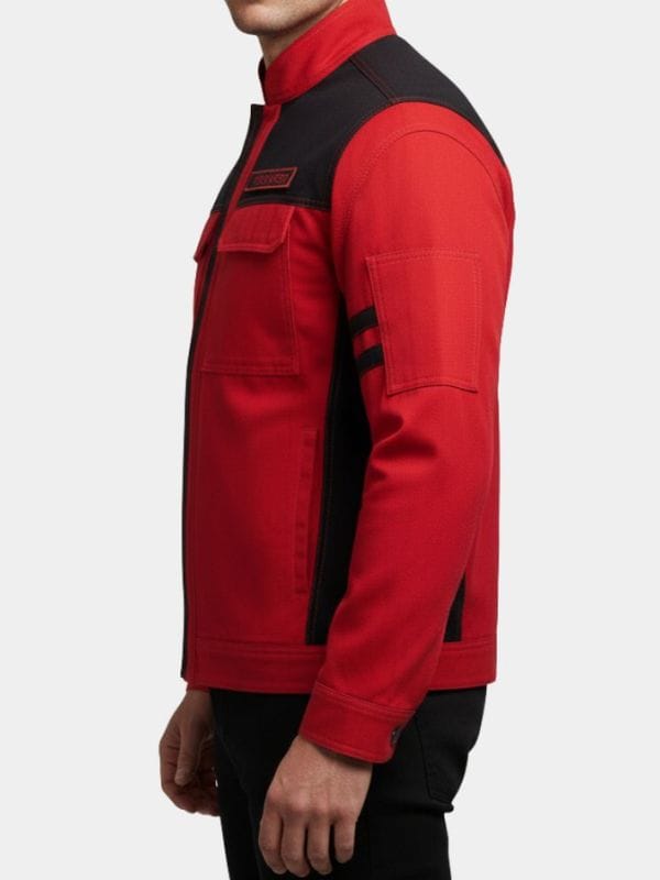 The Running Man Glen Powell Red Jacket