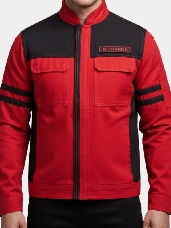 The Running Man Glen Powell Red Jacket