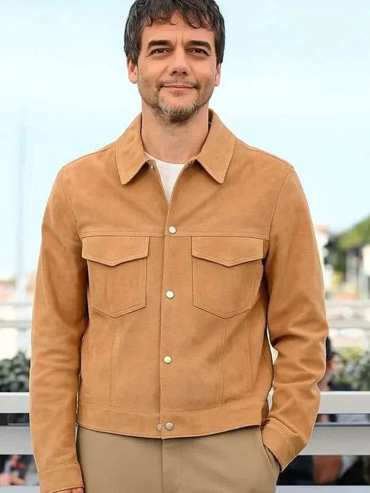 The Secret Agent Wagner Moura Brown Suede Jacket