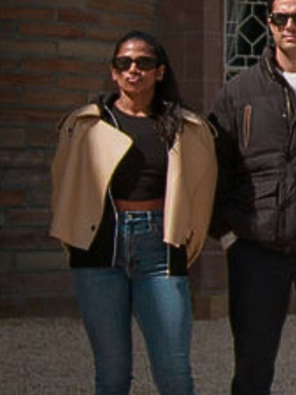 The Traitors US S04 Natalie Anderson Beige Leather Jacket